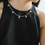 Elegant Natural Silver Beads and Pearl Pendant Necklace - floysun