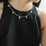 Elegant Natural Silver Beads and Pearl Pendant Necklace - floysun