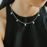 Elegant Natural Silver Beads and Pearl Pendant Necklace - floysun