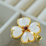 Elegant Natural Stone Clover Brooch - floysun