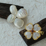 Elegant Natural Stone Clover Brooch - floysun