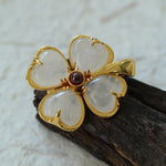 Elegant Natural Stone Clover Brooch - floysun