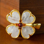 Elegant Natural Stone Clover Brooch - floysun