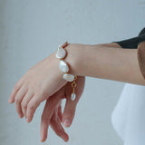 Elegant Rebellion Baroque Pearl Statement Bracelet - floysun