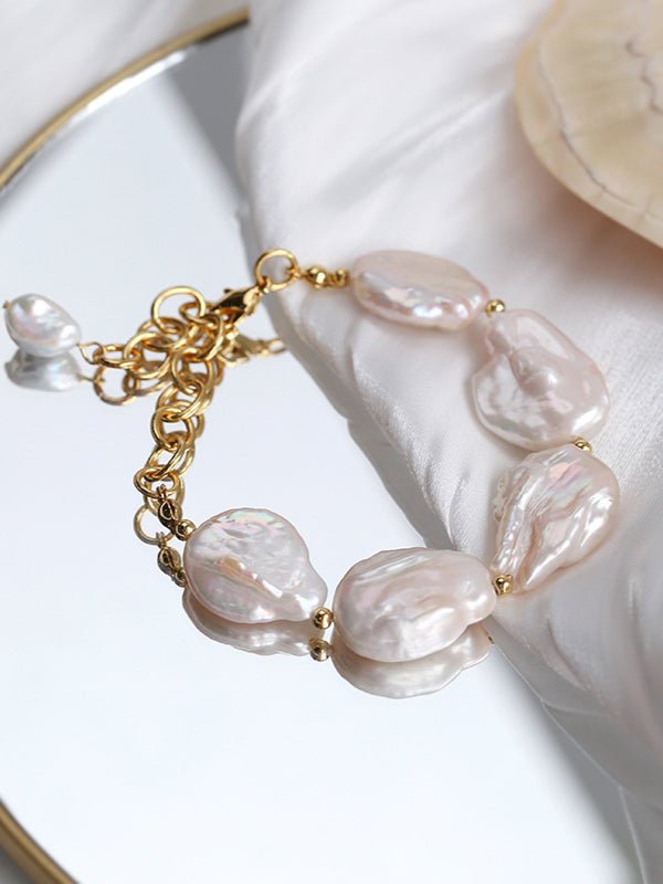 Elegant Rebellion Baroque Pearl Statement Bracelet - floysun