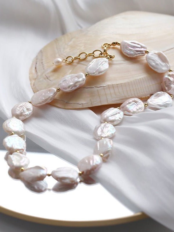 Elegant Rebellion Baroque Pearl Statement Necklace - floysun