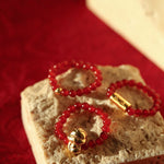 Elegant Red Agate Stretch Ring Set - floysun