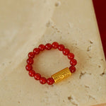 Elegant Red Agate Stretch Ring Set - floysun