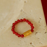 Elegant Red Agate Stretch Ring Set - floysun