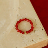 Elegant Red Agate Stretch Ring Set - floysun