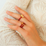 Elegant Red Agate Stretch Ring Set - floysun