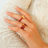 Elegant Red Agate Stretch Ring Set - floysun