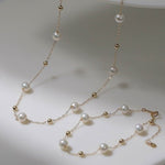 Elegant Stardust Pearl Chain Necklace - floysun