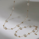 Elegant Stardust Pearl Chain Necklace - floysun