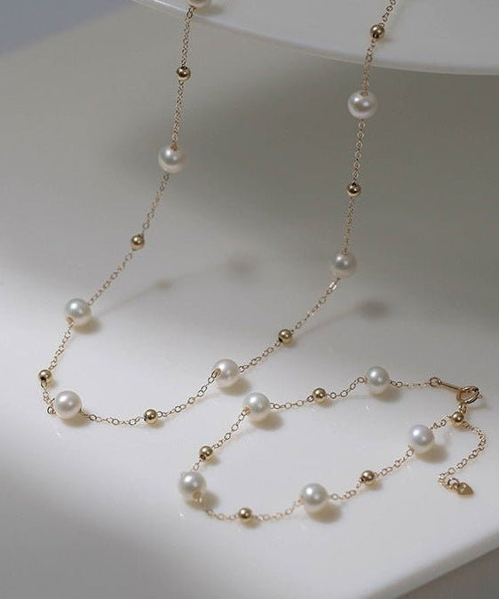 Elegant Stardust Pearl Chain Necklace - floysun