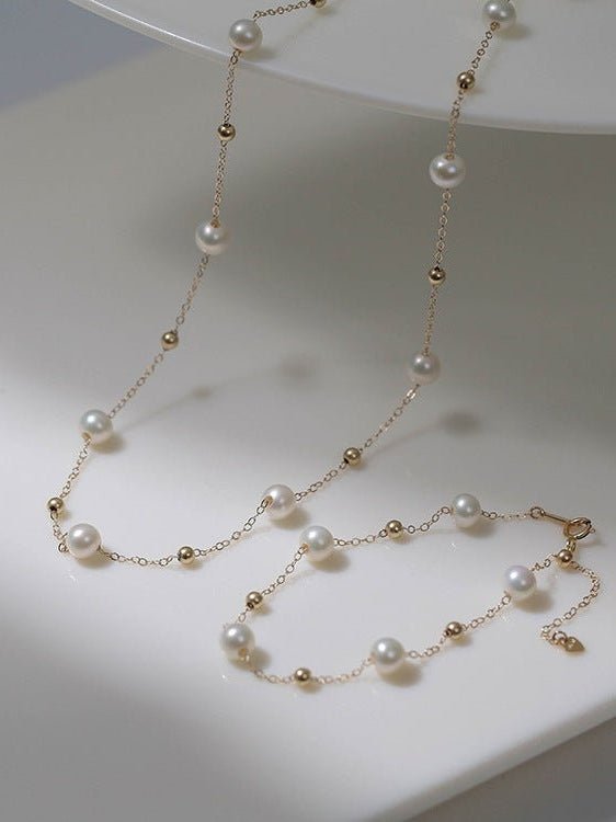 Elegant Stardust Pearl Chain Necklace - floysun