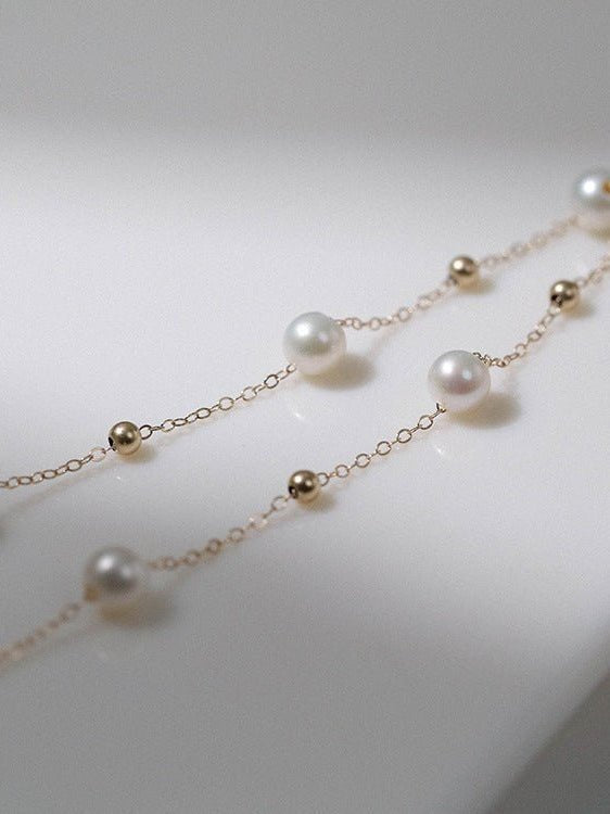 Elegant Stardust Pearl Chain Necklace - floysun