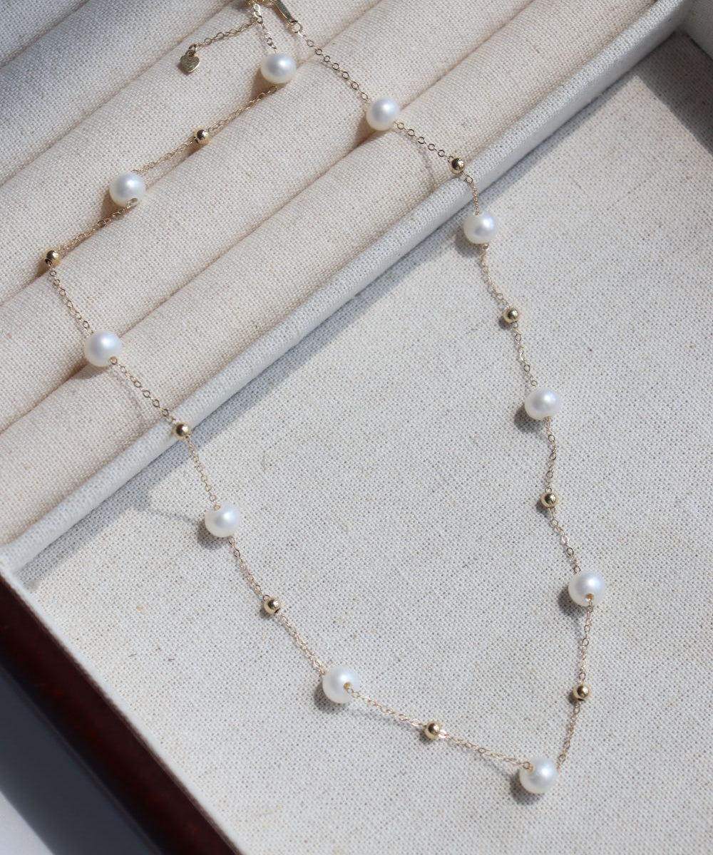 Elegant Stardust Pearl Chain Necklace - floysun