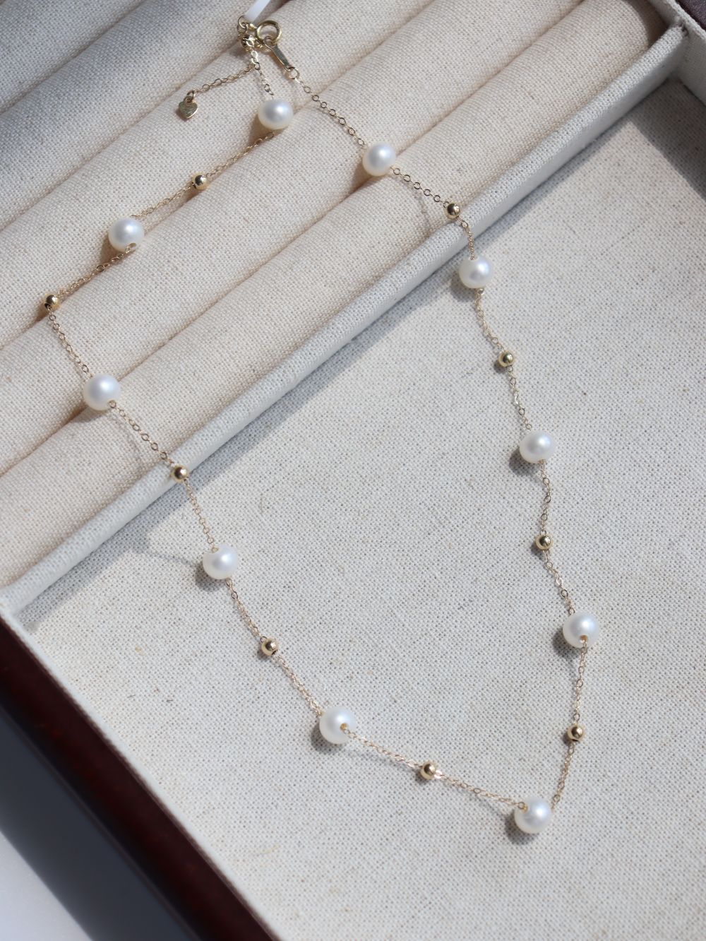 Elegant Stardust Pearl Chain Necklace - floysun