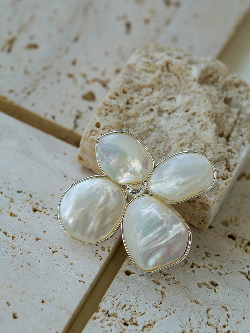 Elegant Temperament Natural White Mother - of - pearl Lilac Brooch - floysun