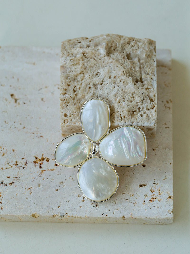 Elegant Temperament Natural White Mother - of - pearl Lilac Brooch - floysun