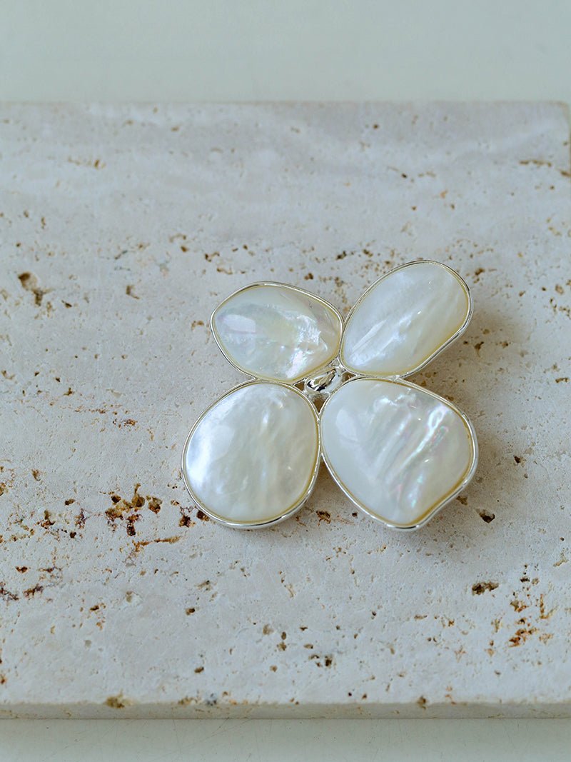 Elegant Temperament Natural White Mother - of - pearl Lilac Brooch - floysun