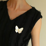 Elegant White Mother of Pearl Butterfly Brooch - floysun