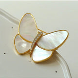 Elegant White Mother of Pearl Butterfly Brooch - floysun