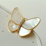 Elegant White Mother of Pearl Butterfly Brooch - floysun