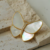 Elegant White Mother of Pearl Butterfly Brooch - floysun