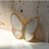 Elegant White Mother of Pearl Butterfly Brooch - floysun