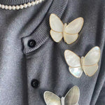 Elegant White Mother of Pearl Butterfly Brooch - floysun