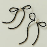 Elegant Woven Pearl Bow Long Earrings - floysun