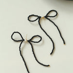 Elegant Woven Pearl Bow Long Earrings - floysun