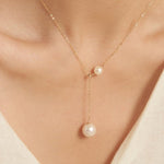 Embellished Series Adjustable Y - Shaped Pearl Necklace - floysun