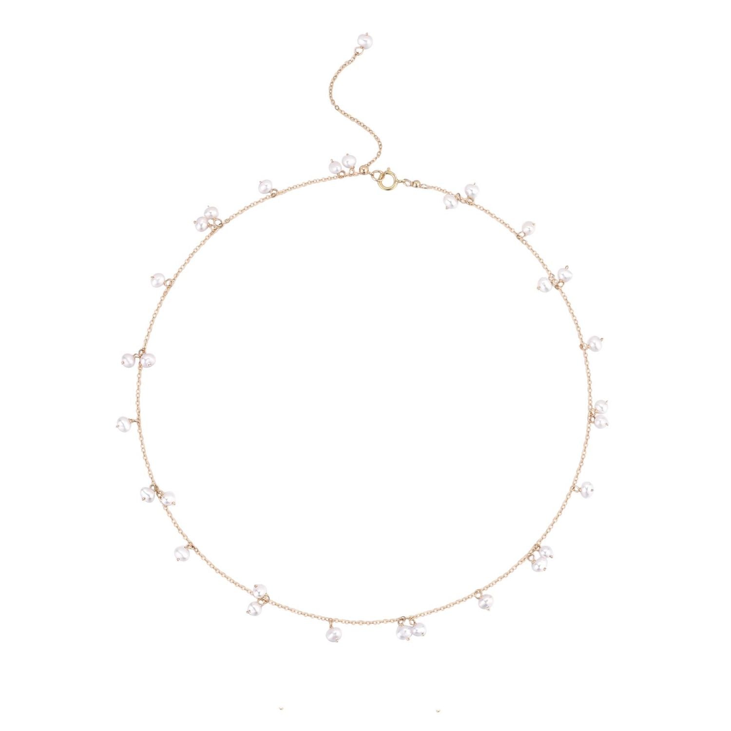 Embellished Series Alternating Single and Double Pearl Chain Necklace - floysun