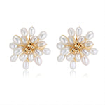 Embellished Series Blossoming Flower Pearl Earrings - floysun