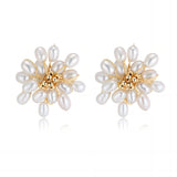 Embellished Series Blossoming Flower Pearl Earrings - floysun