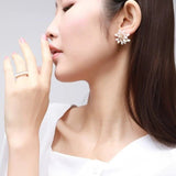 Embellished Series Blossoming Flower Pearl Earrings - floysun