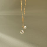 Embellished Series Double Bead Pearl Pendant Necklace - floysun