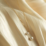 Embellished Series Double Bead Pearl Pendant Necklace - floysun