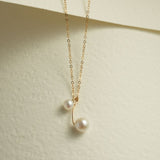 Embellished Series Double Bead Pearl Pendant Necklace - floysun