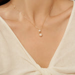 Embellished Series Double Bead Pearl Pendant Necklace - floysun