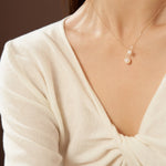 Embellished Series Double Bead Pearl Pendant Necklace - floysun