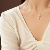 Embellished Series Double Bead Pearl Pendant Necklace - floysun