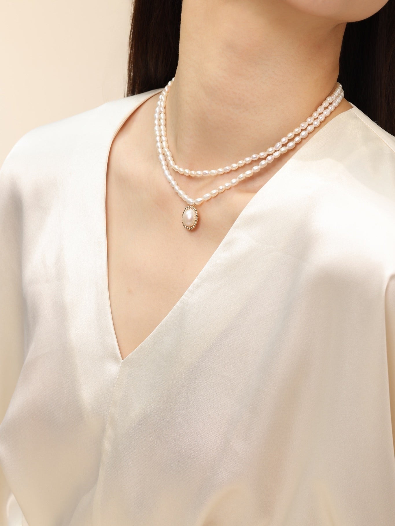 Embellished Series Double - Layer Pearl Necklace - floysun