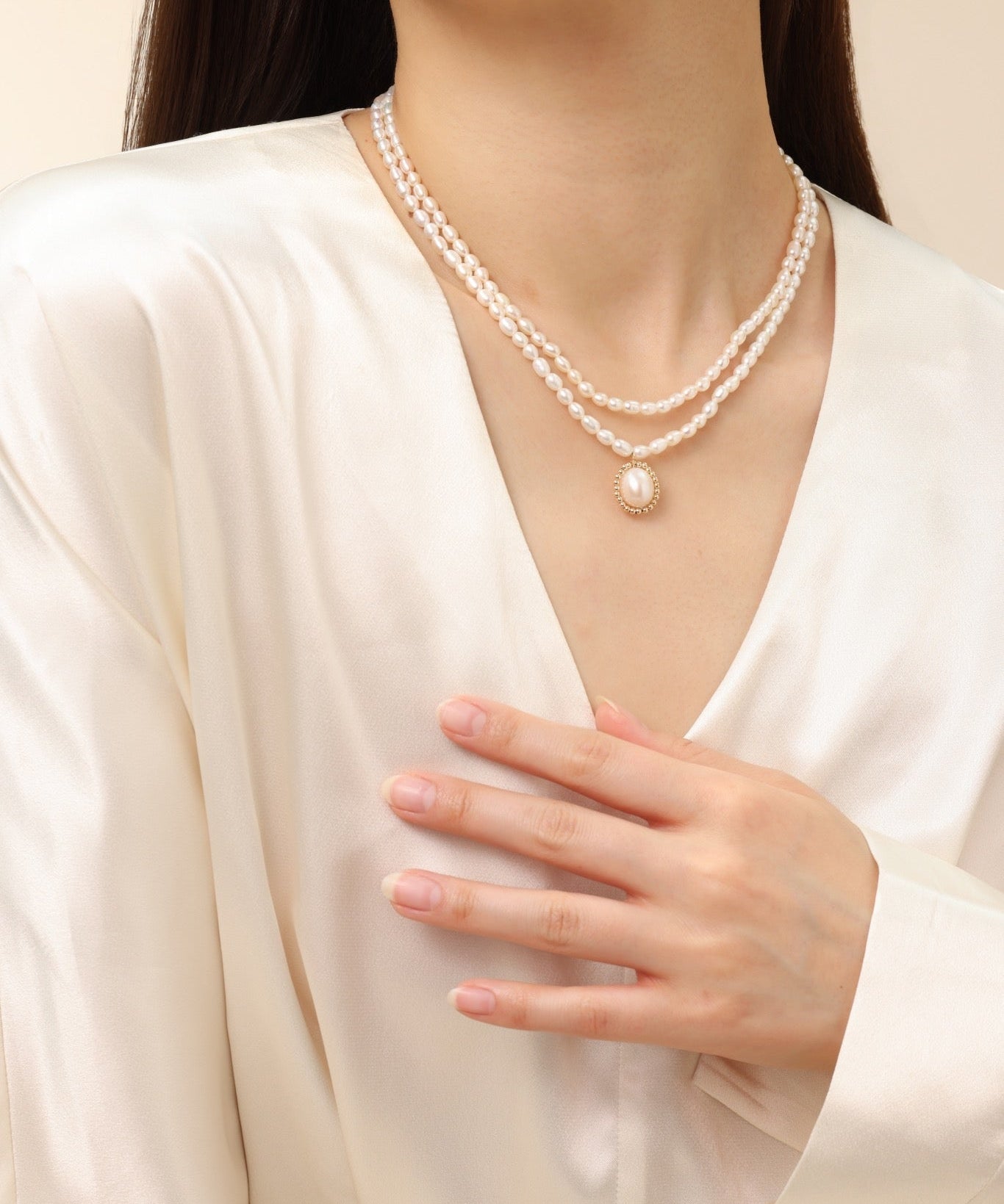 Embellished Series Double - Layer Pearl Necklace - floysun