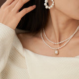 Embellished Series Double - Layer Pearl Necklace - floysun