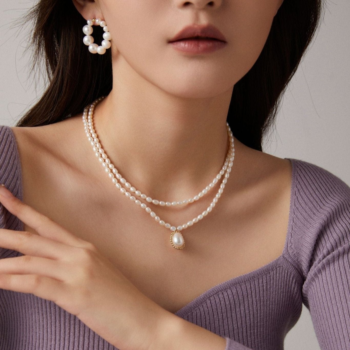 Embellished Series Double - Layer Pearl Necklace - floysun