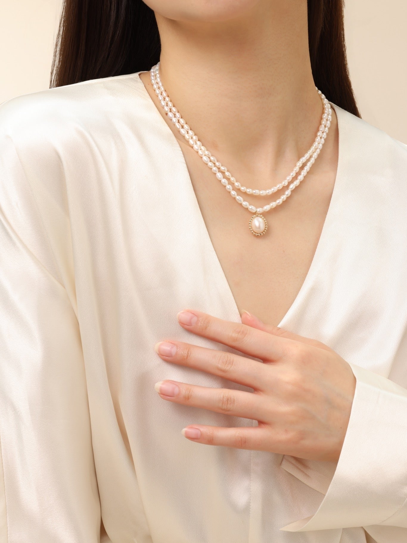 Embellished Series Double - Layer Pearl Necklace - floysun